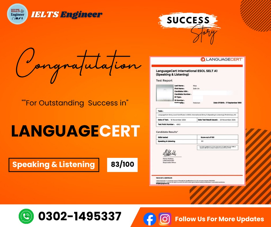 IELTS Band 7.0+ Official Student Scorecard